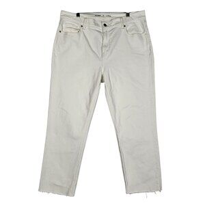 Old Navy Mid Rise Boyfriend Jeans Women's 12 Tall White Raw Hem Cropped Boho